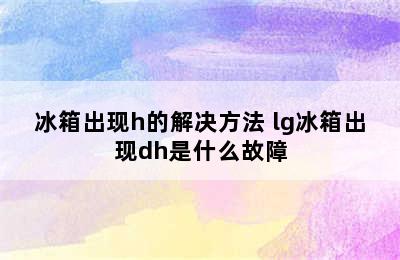 冰箱出现h的解决方法 lg冰箱出现dh是什么故障